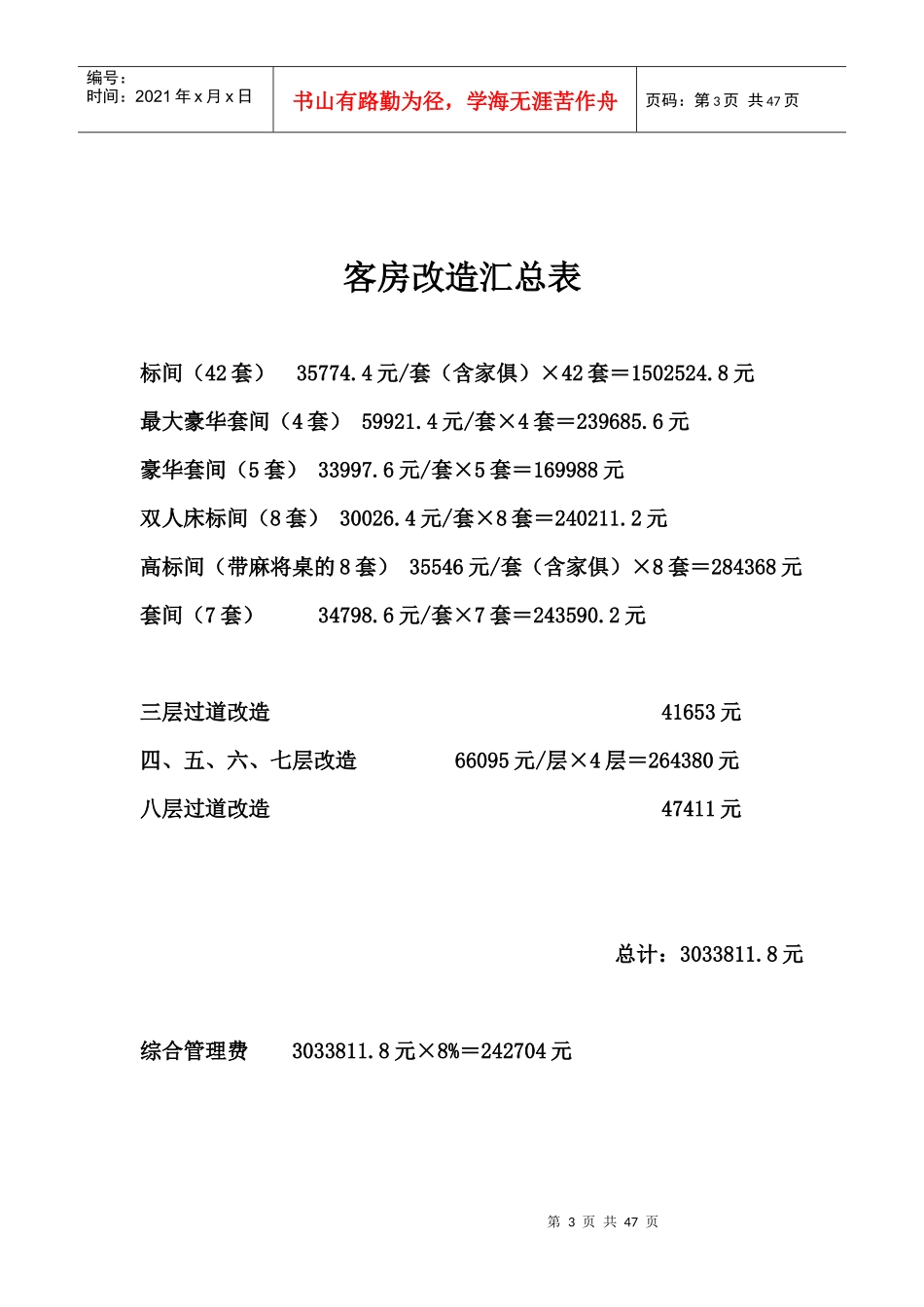 寿阳博大酒店改造工程-预算书_第3页