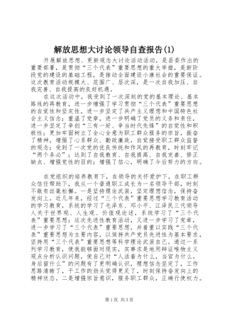 解放思想大讨论领导自查报告(1)