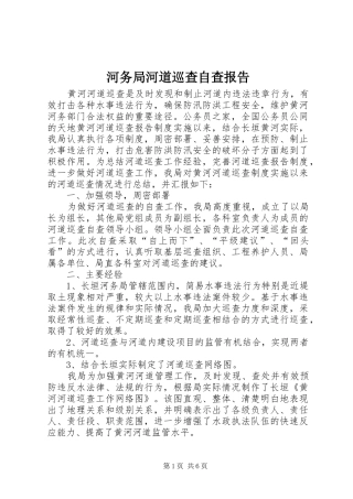 河务局河道巡查自查报告