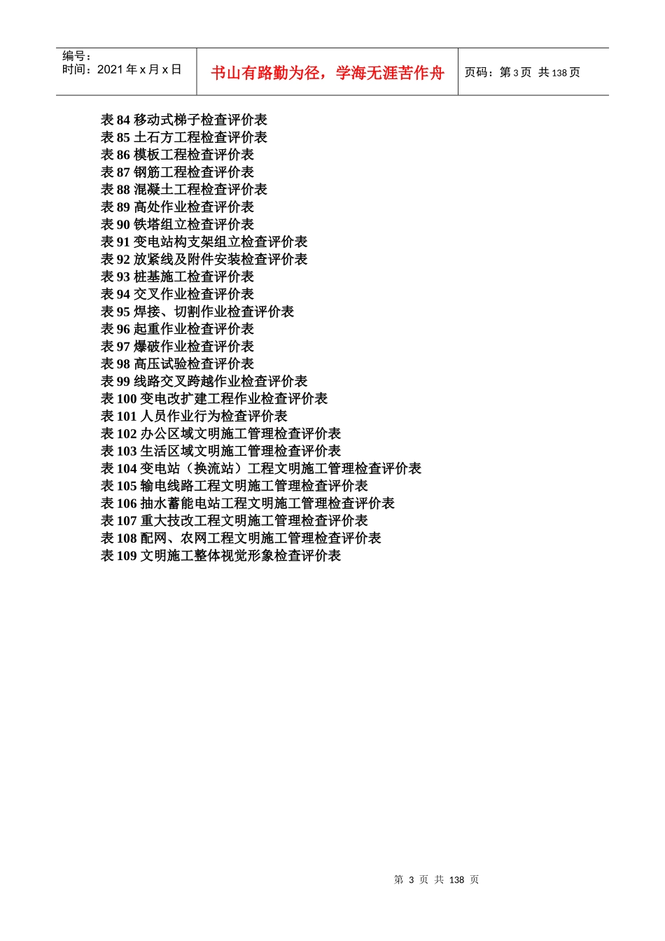 基建工程安全文明施工检查评价标准表式(word版)_第3页