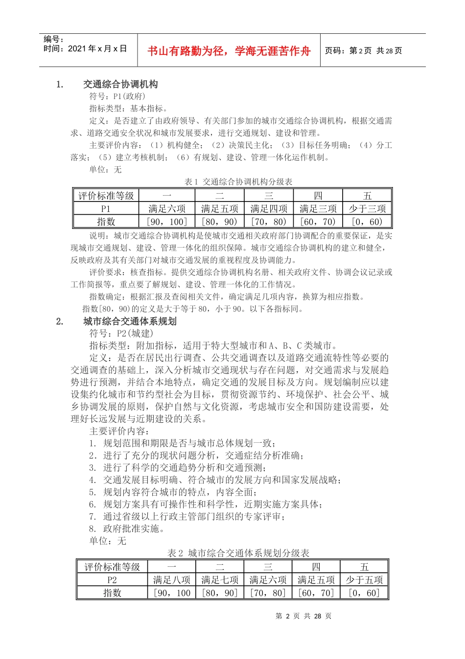 城市道路交通管理评价指标体系_第2页
