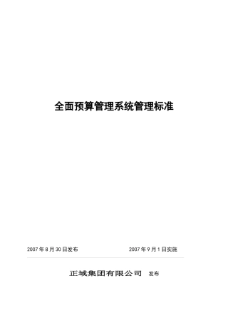 正域集团全面预算管理系统管理标准