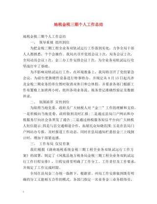 地税金税三期个人工作总结 (2) 