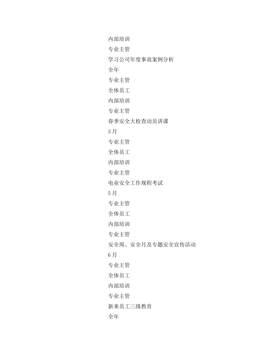 《安全管理文档》之电气专业班组安全培训计划_第2页
