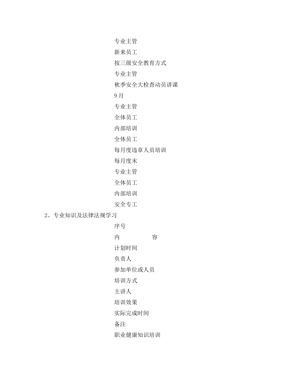 《安全管理文档》之电气专业班组安全培训计划_第3页