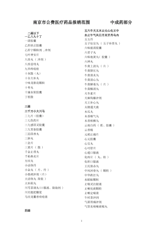 南京市公费医疗药品报销范围
