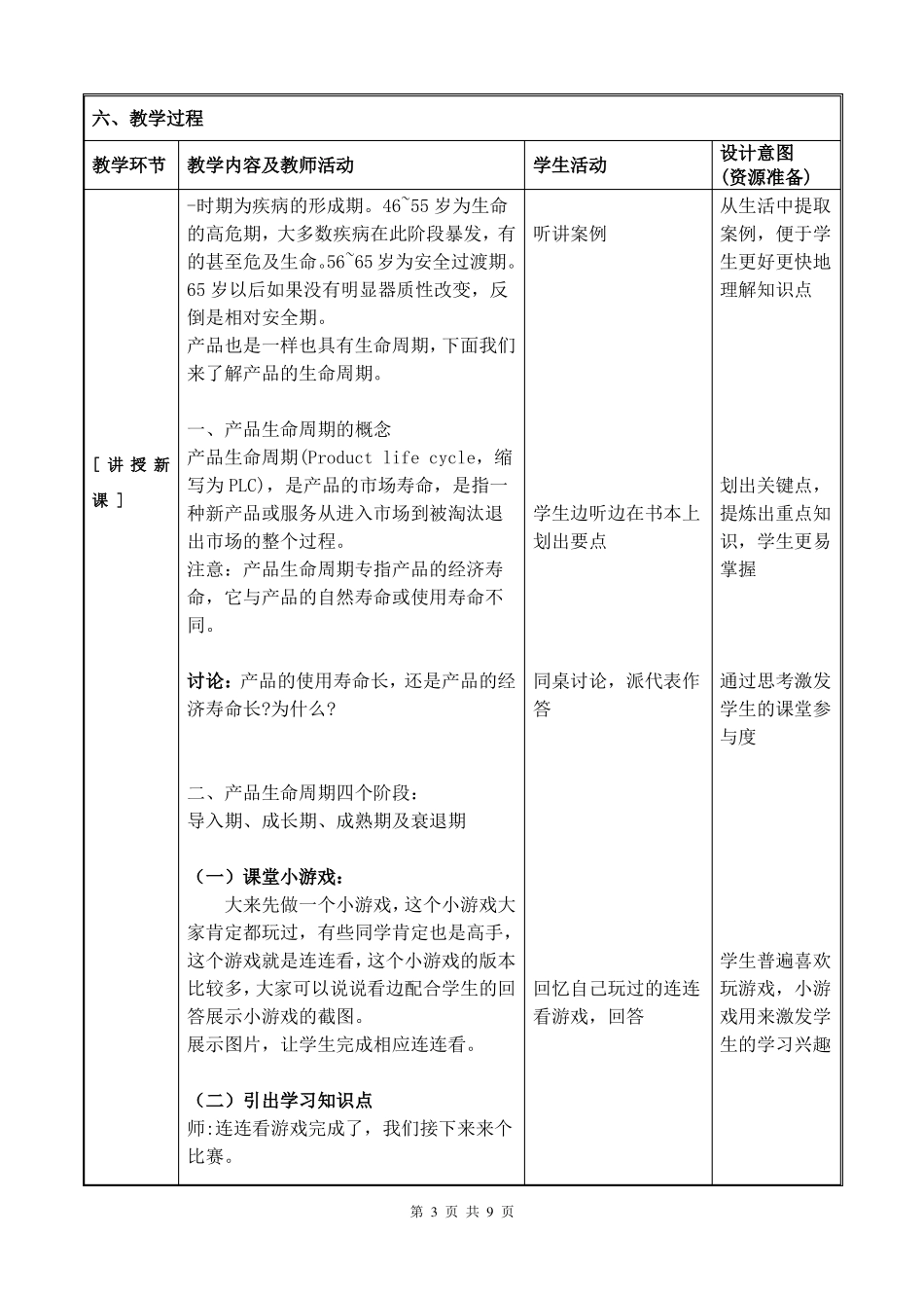产品生命周期获奖教案_第3页
