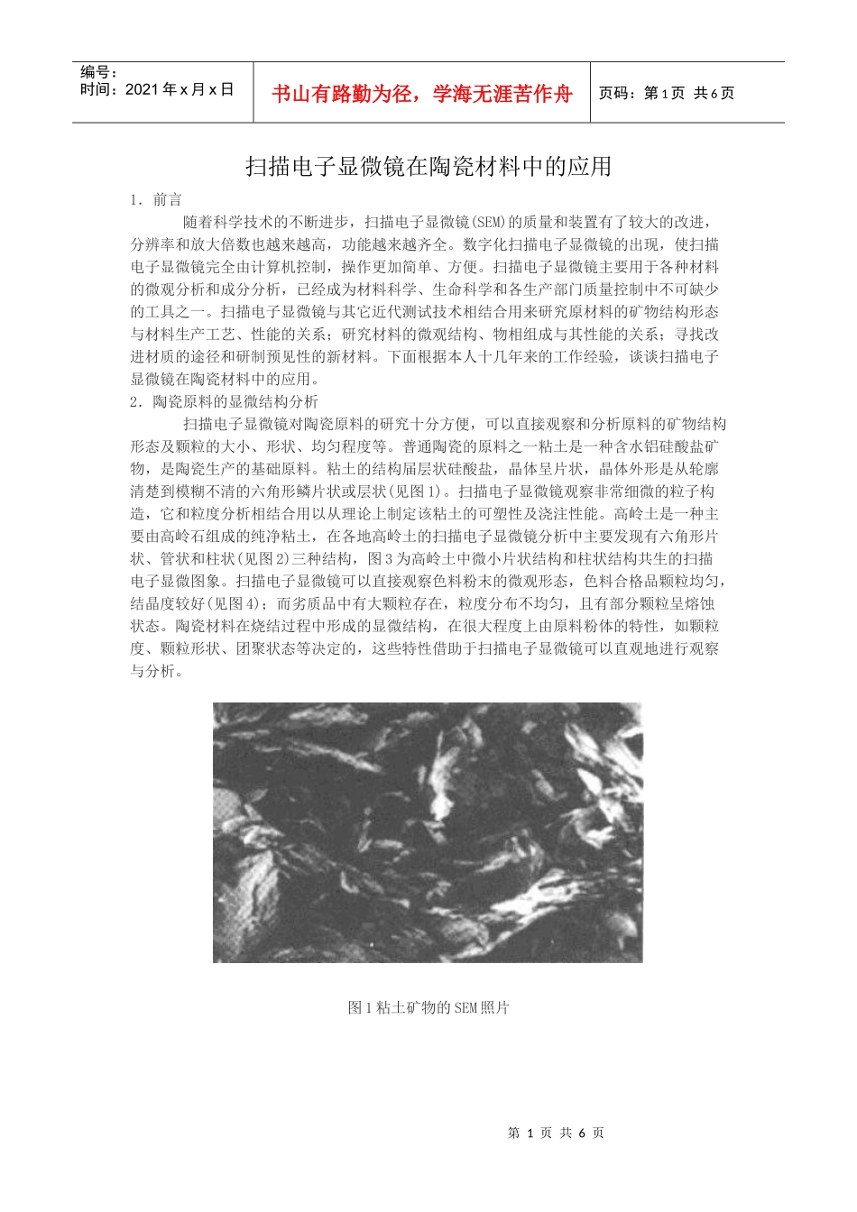 扫描电子显微镜在陶瓷材料中的应用_第1页