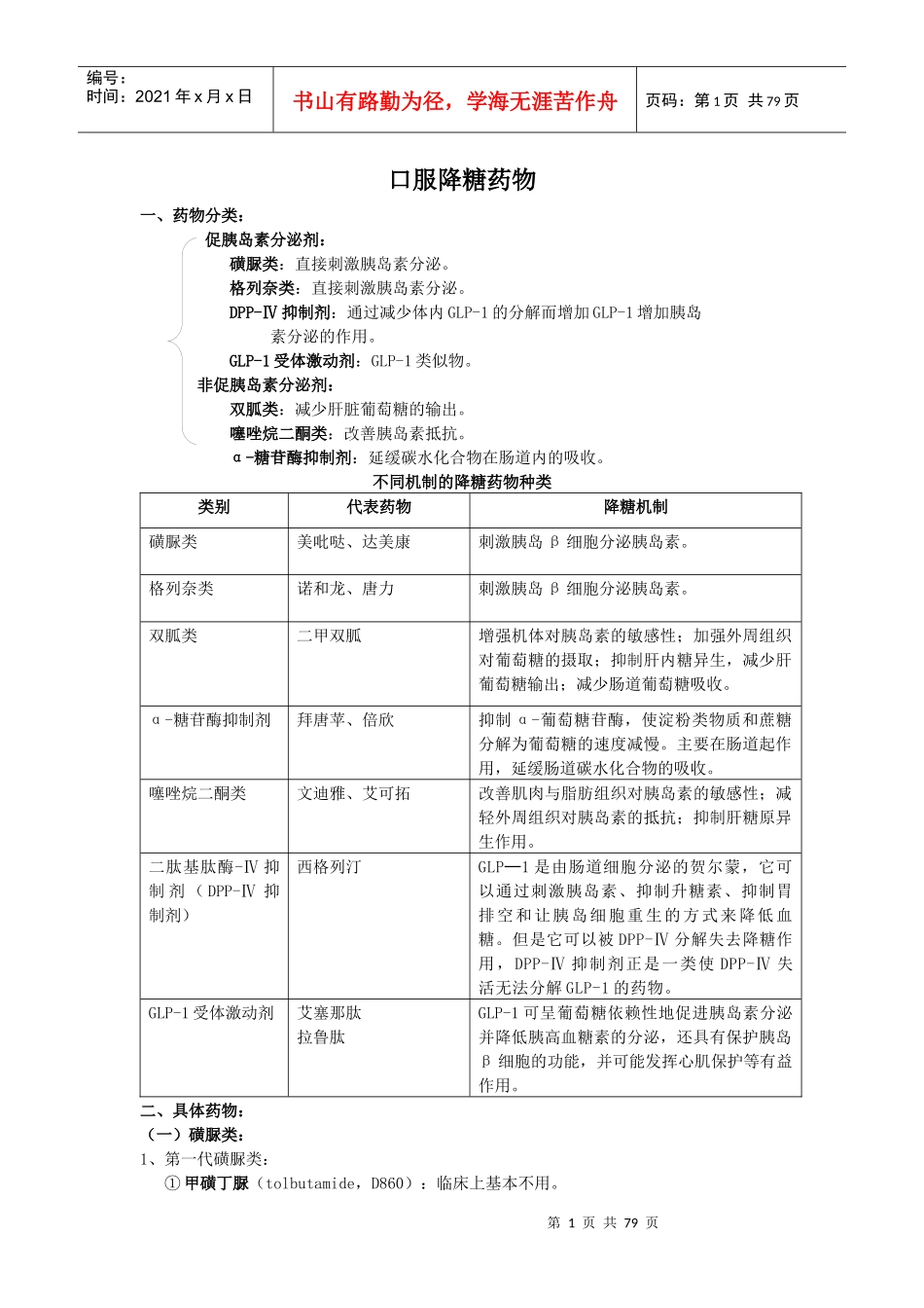 口服降糖药说明书_第1页