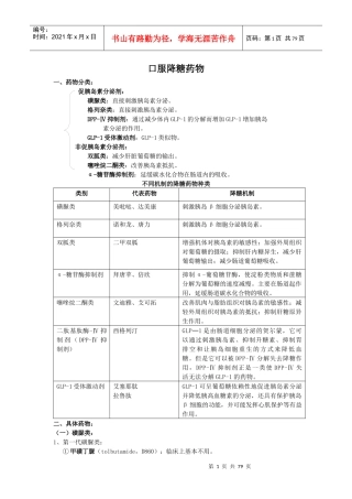 口服降糖药说明书