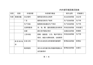 组织内外部环境因素识别表