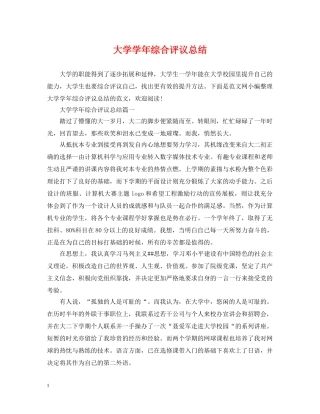 大学学年综合评议总结 