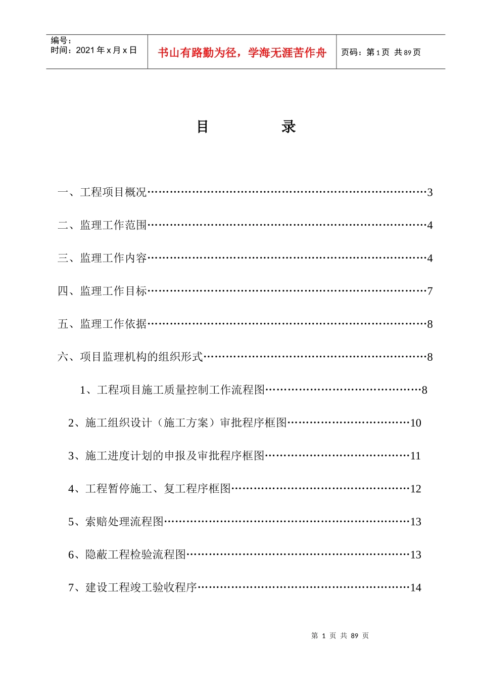 华润·翡翠城三期工程监理规划(模板)_第1页