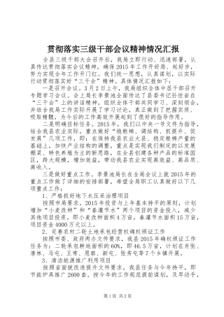 贯彻落实三级干部会议精神情况汇报