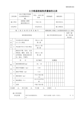 城镇道路工程表格