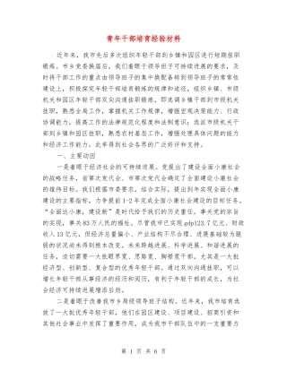 青年干部培养经验材料