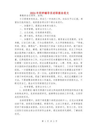 2024年学生辅导员述职报告范文