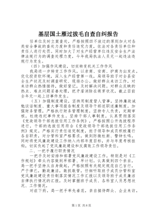 基层国土雁过拔毛自查自纠报告