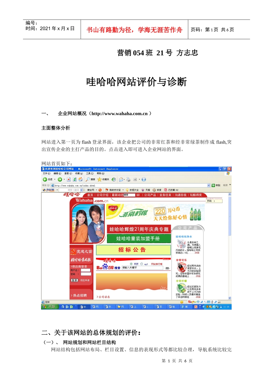 哇哈哈网站评价与诊断_第1页