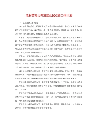 农村劳动力开发就业试点的工作计划 