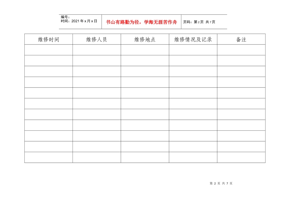 南山煤矿设备维修记录台帐_第2页