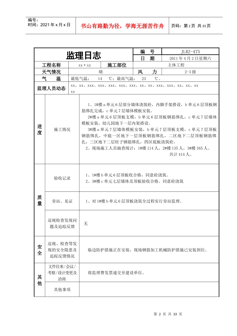 厦门某住宅小区监理日志(共30篇)_第2页
