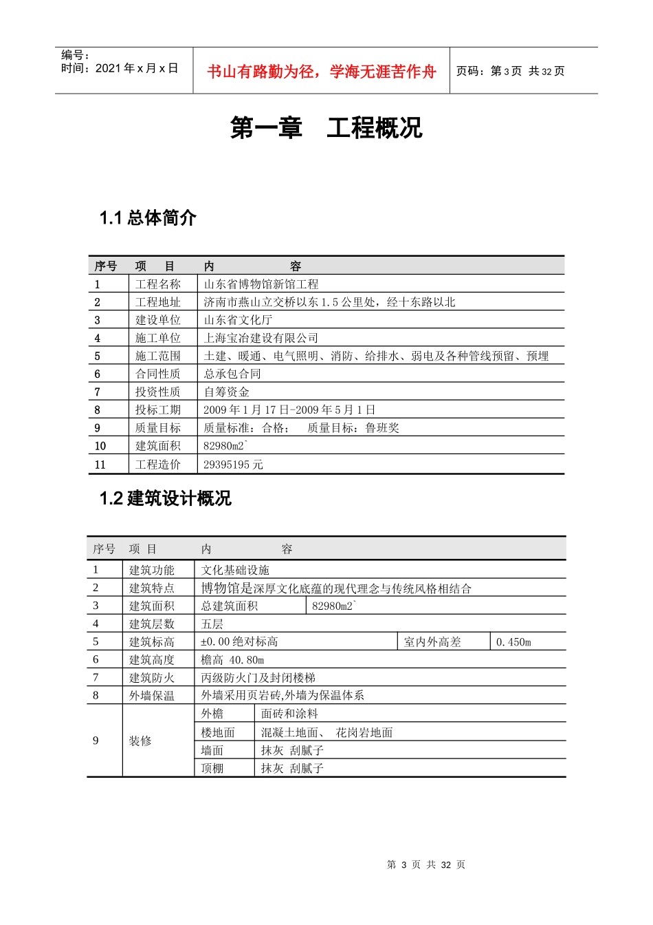 山东省博物馆新馆工程项目管理课程设计_第3页