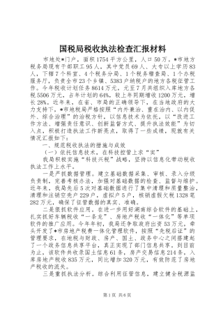 国税局税收执法检查汇报材料