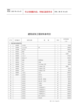 建筑装饰工程材料参考价表