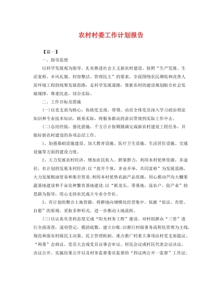 农村村委工作计划报告 