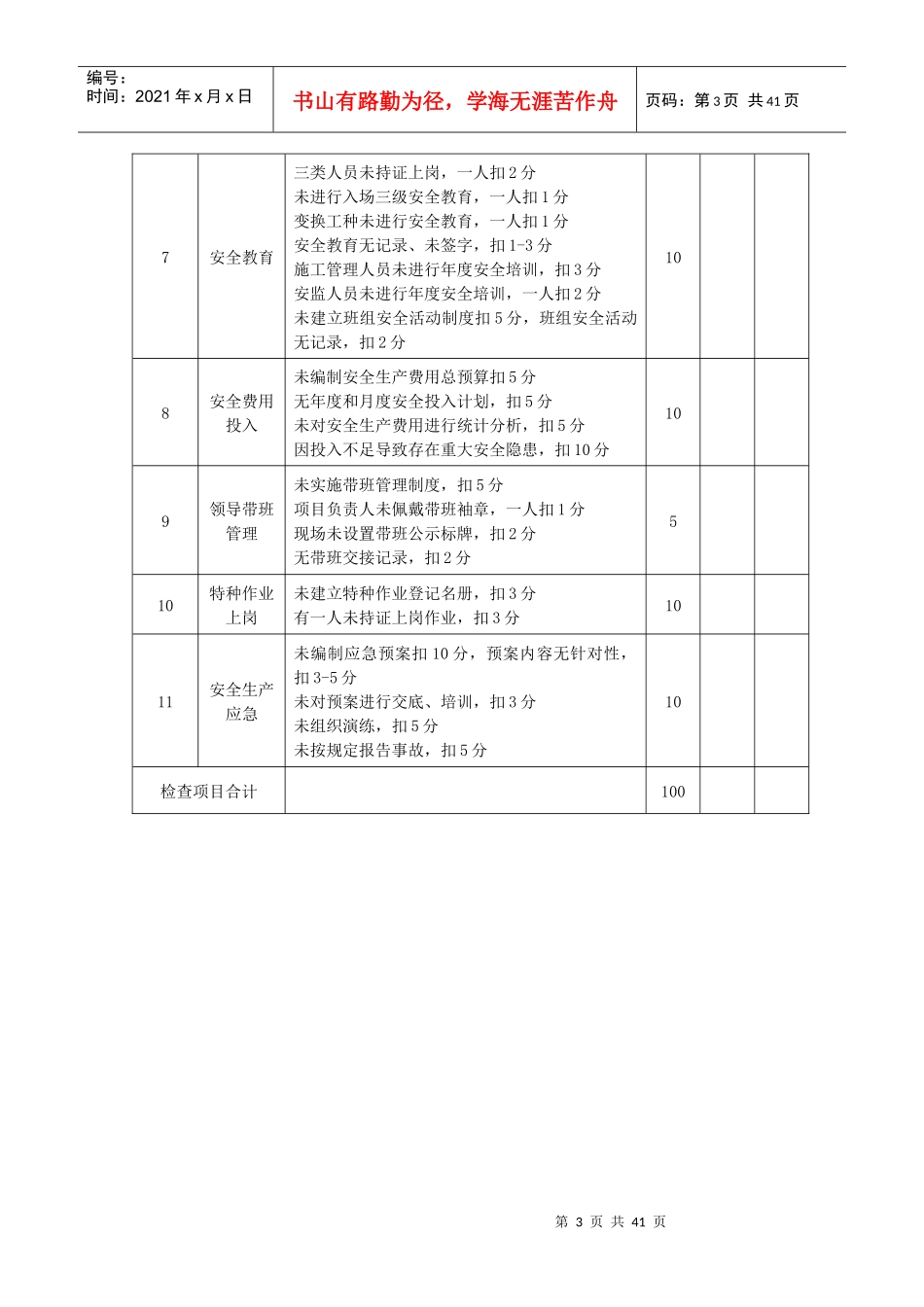 施工现场安全检查评分表_第3页