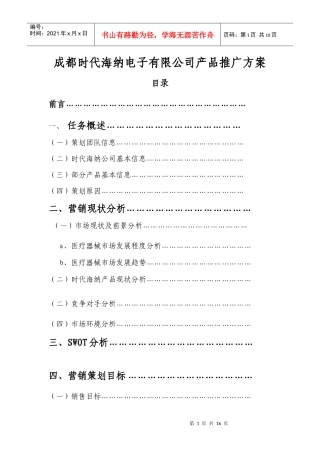 成都某电子公司产品推广方案