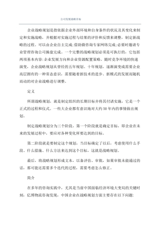 公司发展战略目标