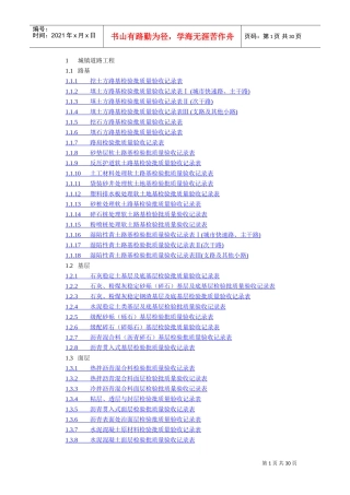 城镇道路工程检验批全套(DOC33页)