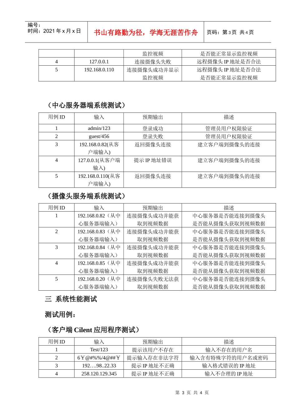 小区数字视频监控系统测试计划书_第3页
