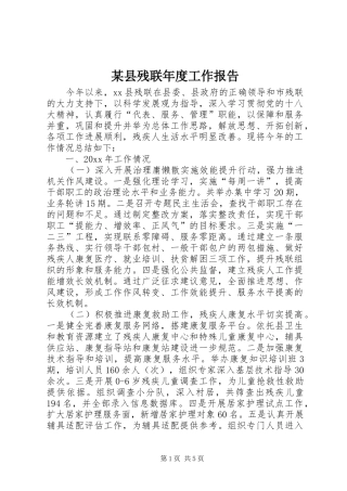 某县残联年度工作报告