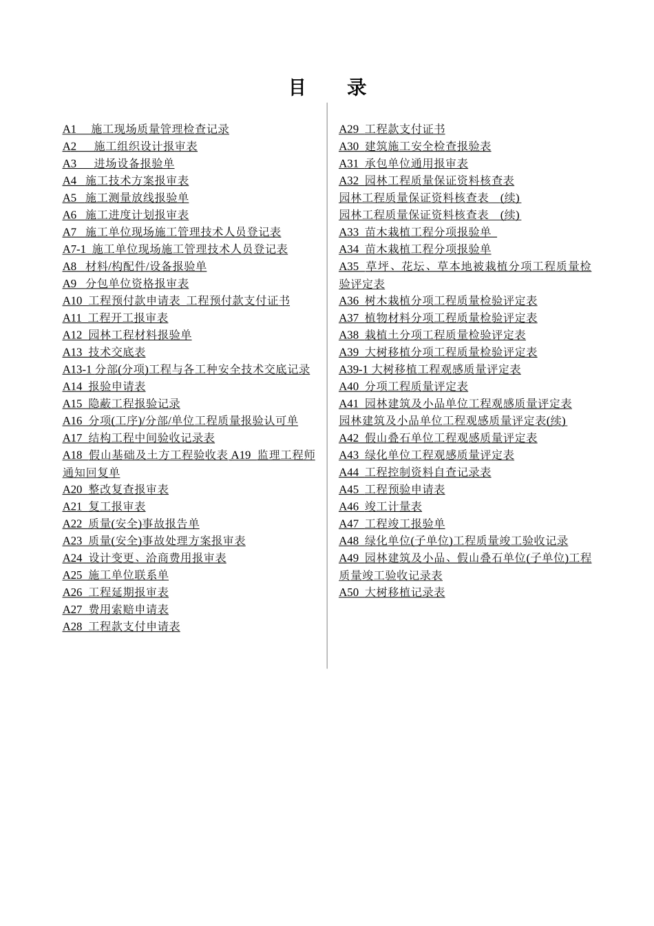 园林施工表格1-50_第1页