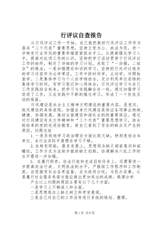 行评议自查报告