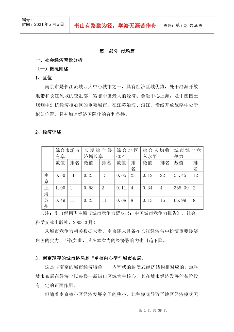 南京市地产项目分析报告_第1页