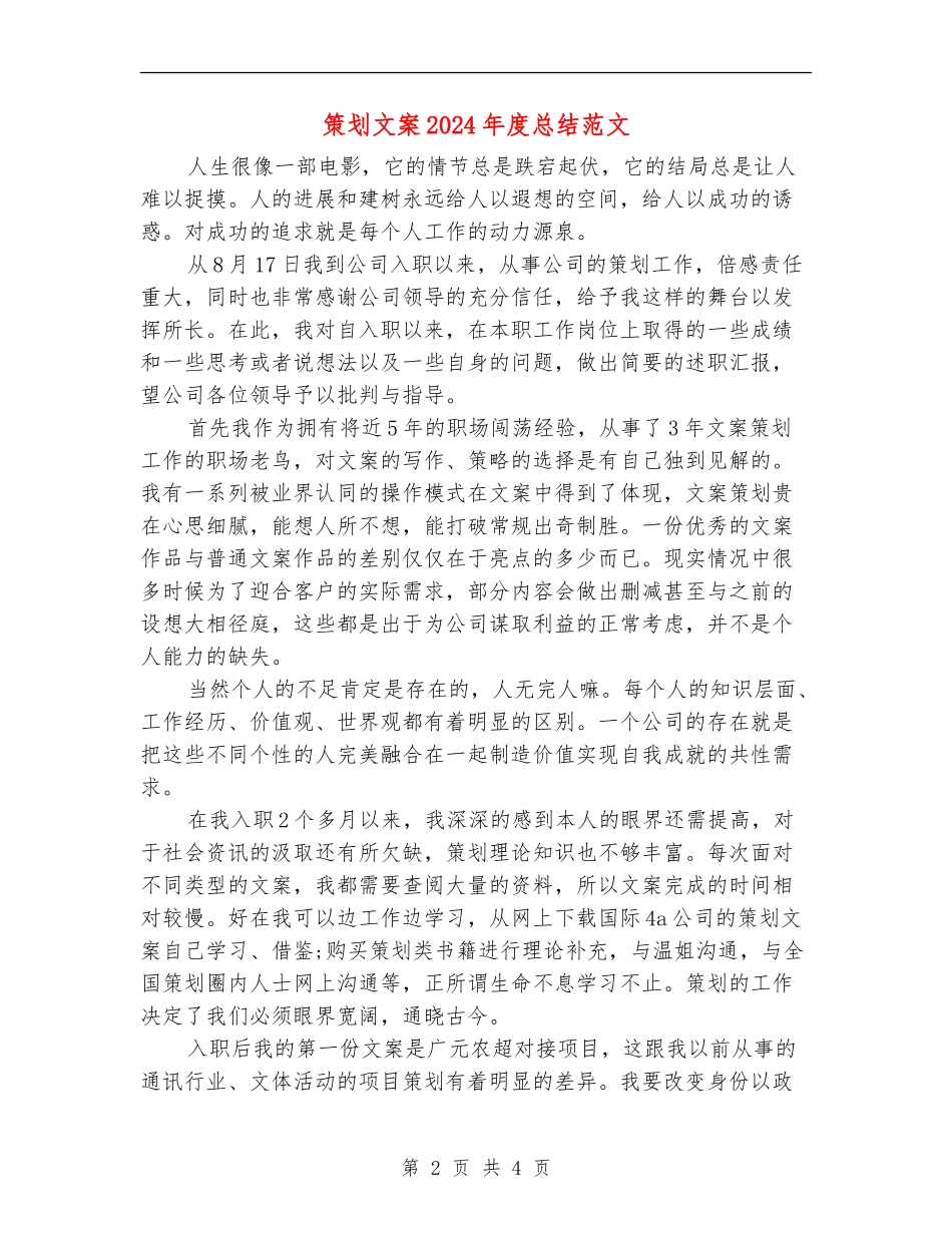 策划文案2024年度总结范文_第2页