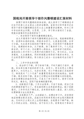 国税局开展领导干部作风整顿建设汇报材料