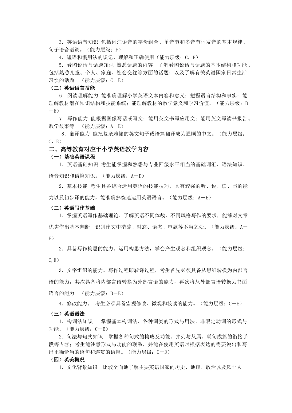 浙江省教师招聘考试小学英语学科考试说明41983_第2页