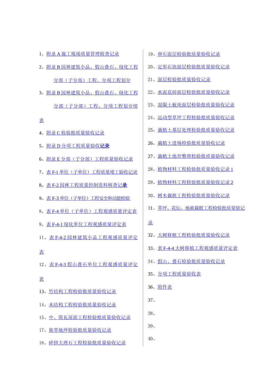 园林绿化工程验收标准检验批表格_第1页