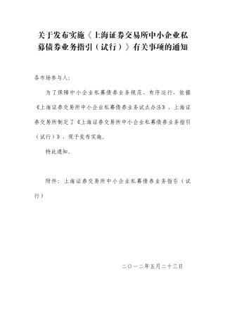 证券交易所中小企业私募债券业务指引