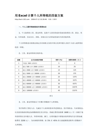 用Excel计算个人所得税的四套方案-用Excel