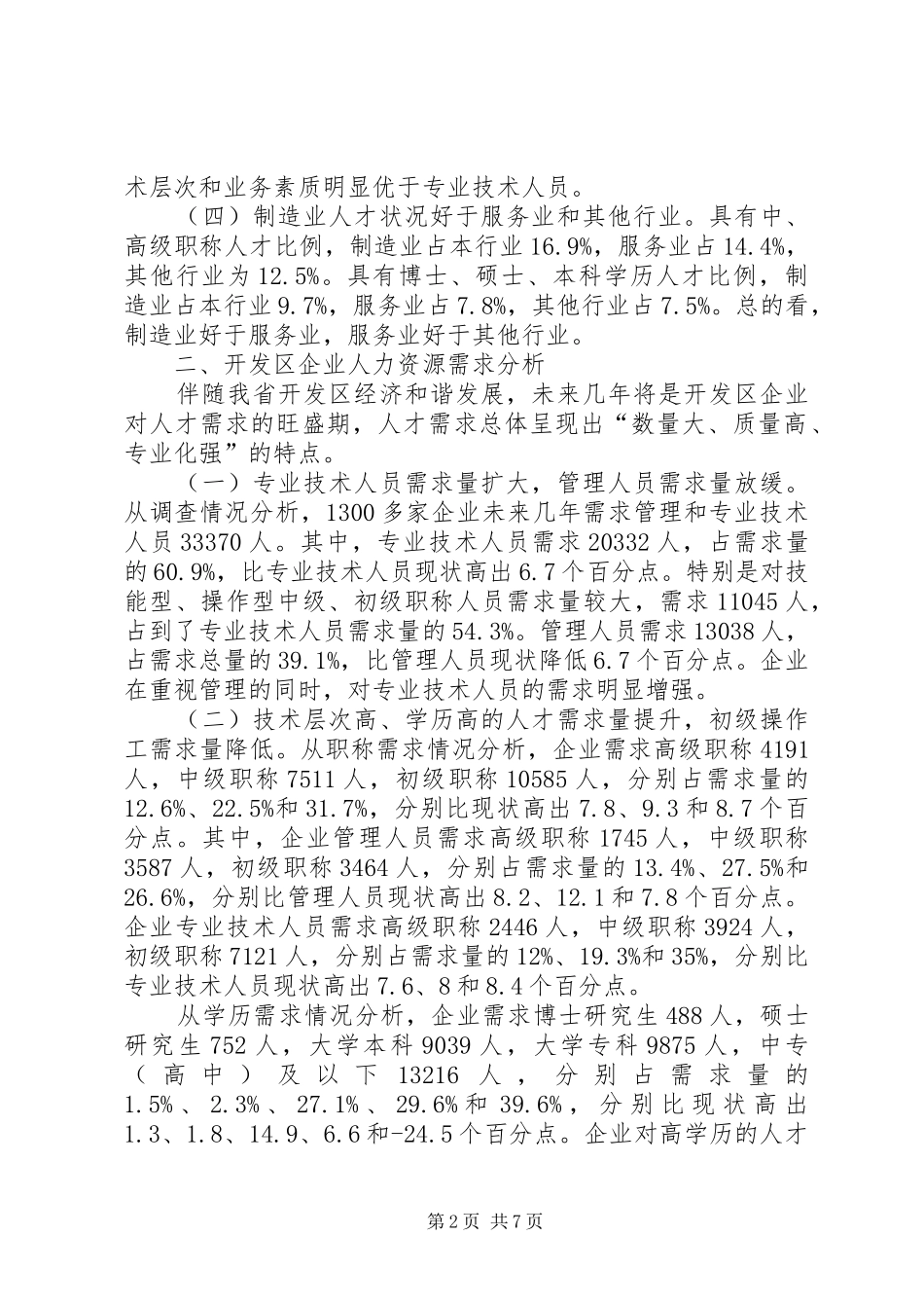 开发区企业人力资源供需情况调研报告_第2页