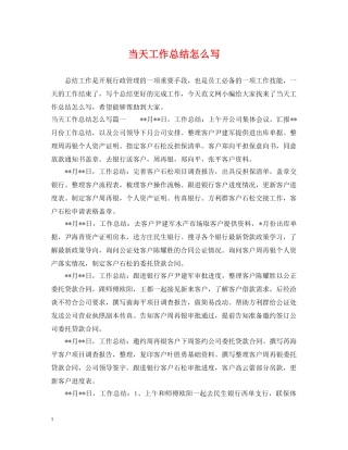 当天工作总结怎么写 