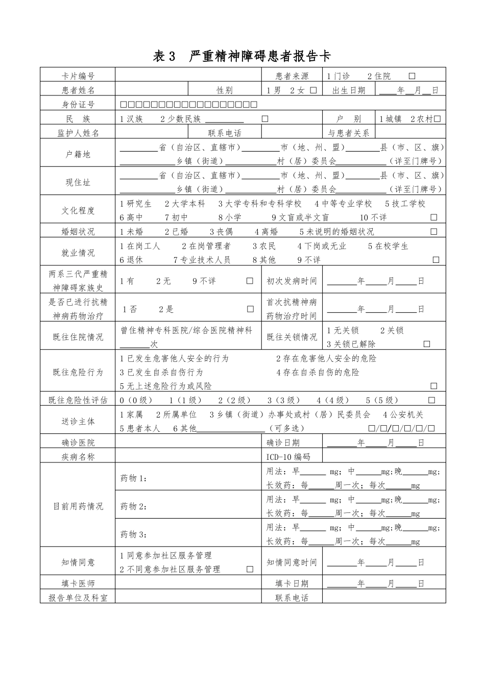 严重精神障碍管理治疗工作用表_第3页