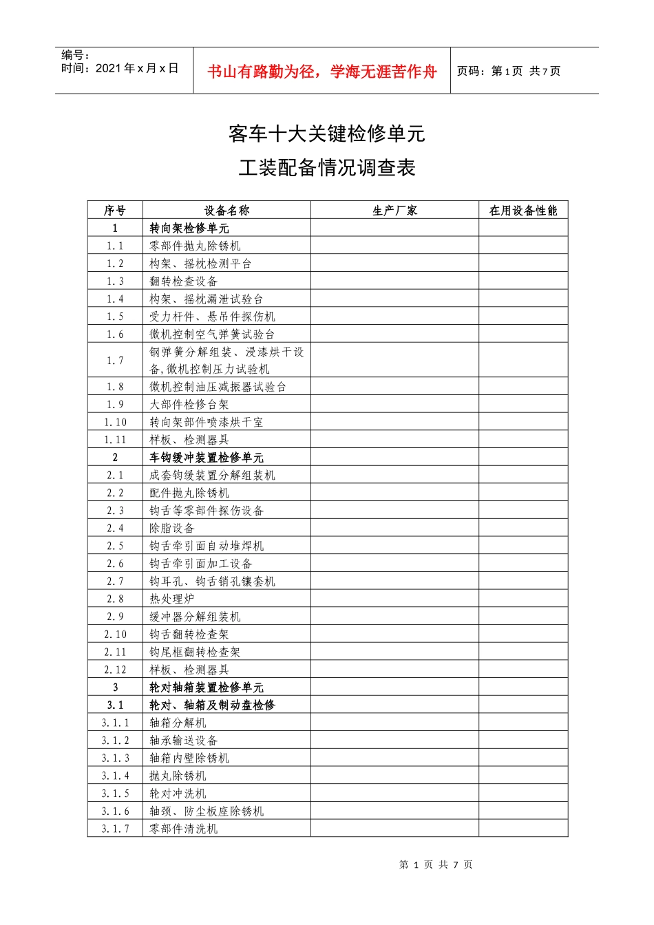 客车十大关键检修单元工装配备_第1页