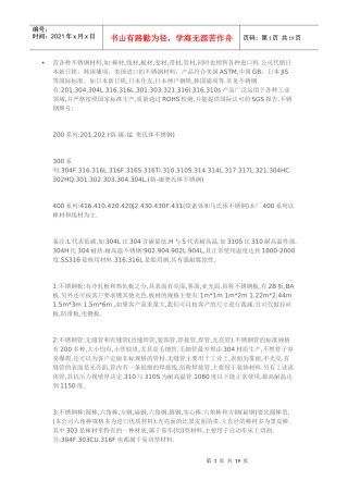 各种不锈钢材料介绍